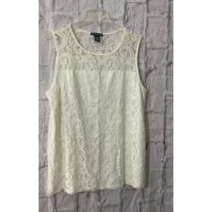 NEW Adrianna Papell Lace Front Tank Large